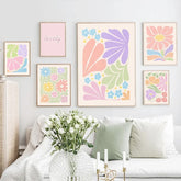 Affiches sur toile minimalistes et esthétiques avec fleurs pastel